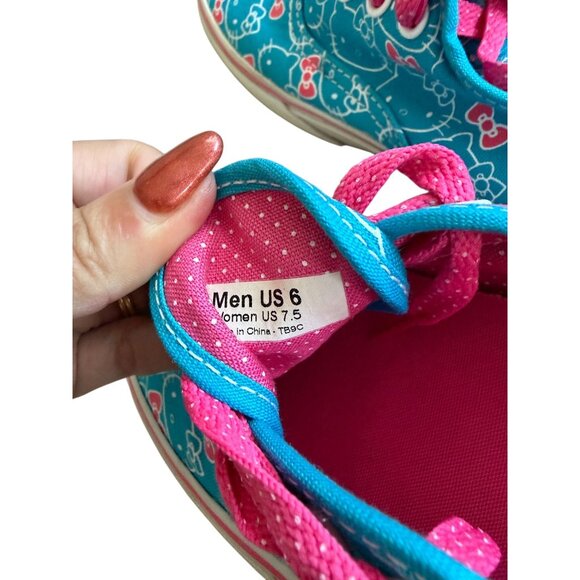 VANS x Hello Kitty Blue Pink Laceup Sneakers Size US 7.5 - Picture 3 of 8